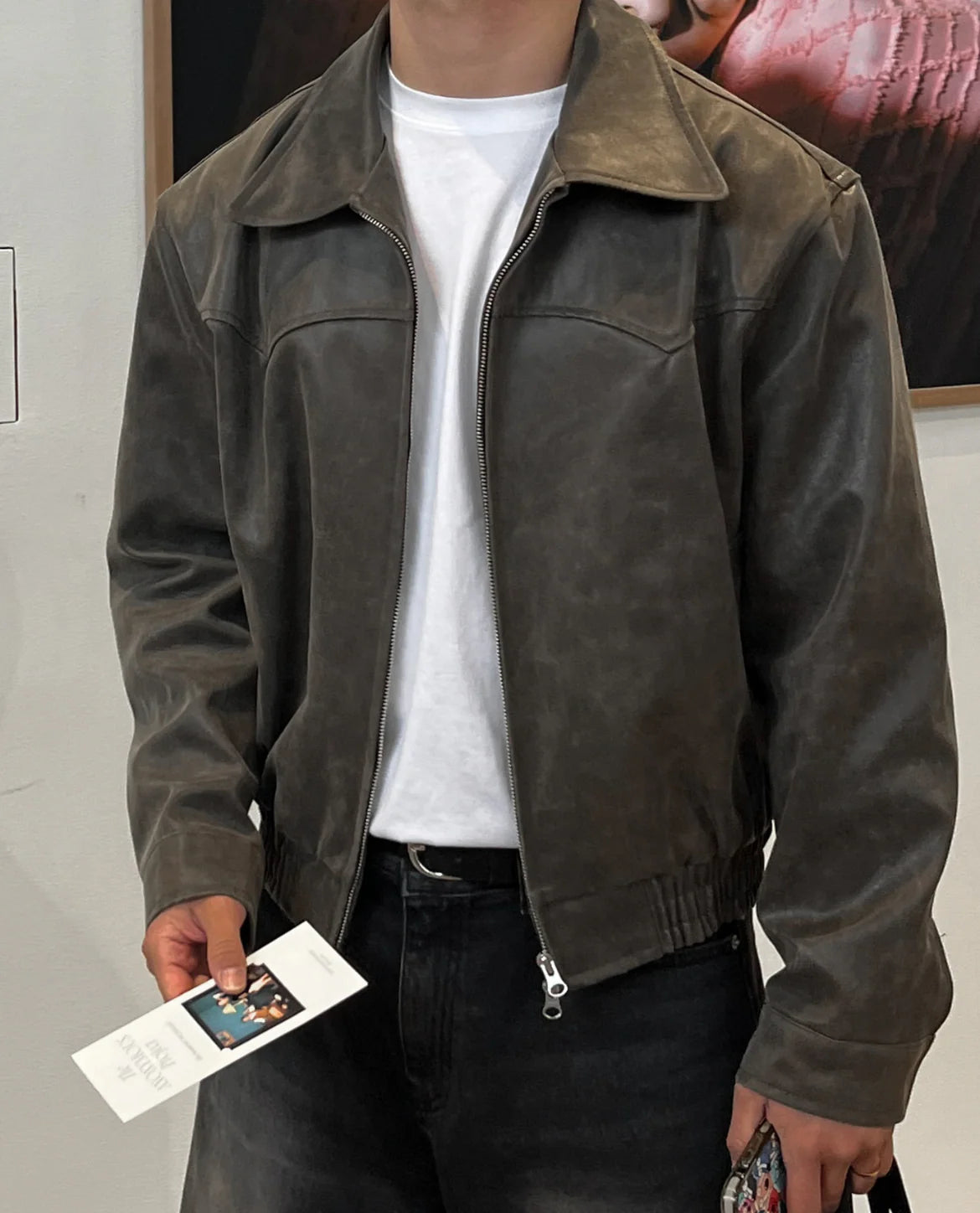 Cropped Brown Leather Jacket